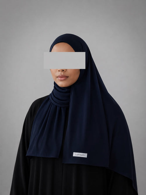 hijab long jersey premium bleu marine lumeyah belgique